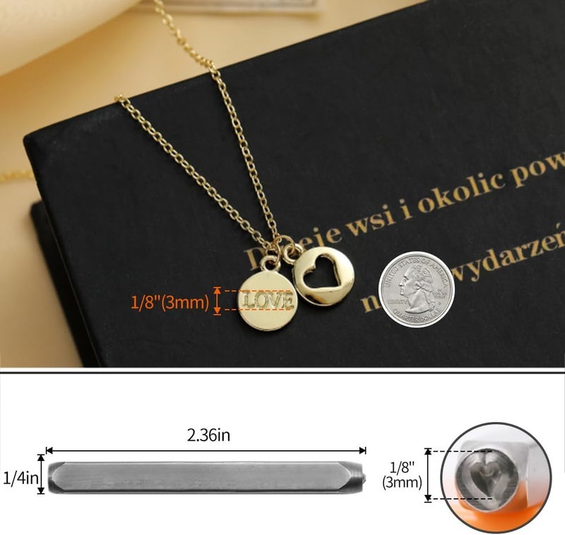 DkOvn Metal Stamping Kit, Jewelry Making Stamping Tools with 37pcs 3mm(1/8") Number and Letter Stamp Set, Steel Bench Block and Metal Stamping Hammer - Image 5